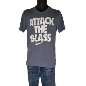 Nike Attack The Glass Basketball T Shirt Men S‎ Gray White Swoosh Graphic Tee